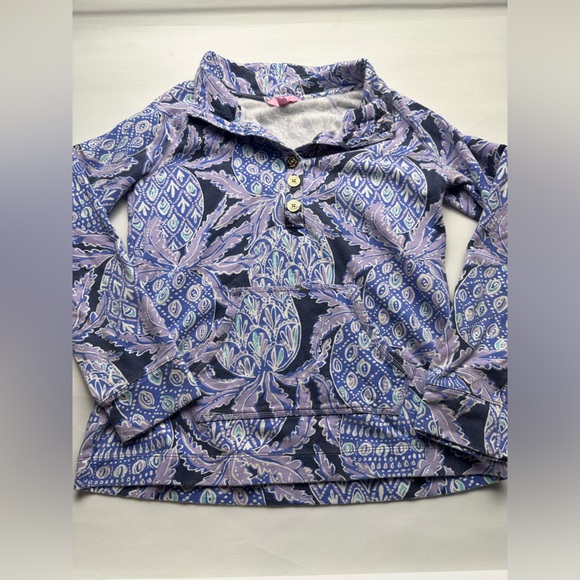 Lilly Pulitzer Tops - Lilly Pulitzer size M paisley pattern purple 1/4 zip pullover light sweatshirt.